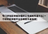 专门评估区块链价值的公司或机构是什么[一个好的区块链平台在哪些方面体现]